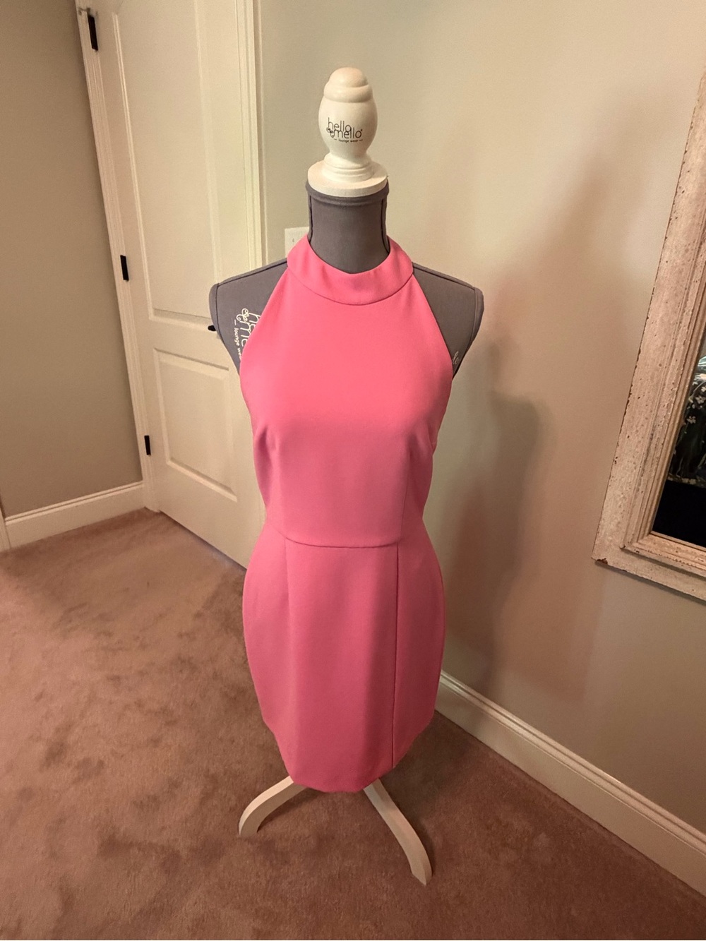French Connection Hot Pink Halter Sheath Dress